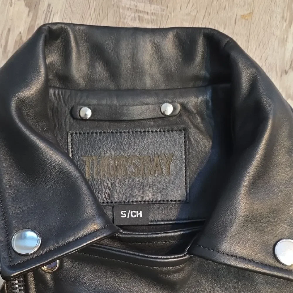 Thursday Company Boots Black Leather Biker Men's Jacket.
